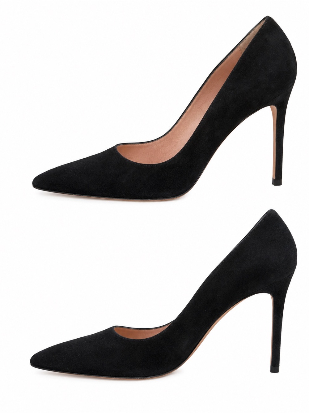Stuart Weitzman Leigh 95 Black Suede Pointed Toe Pumps Heels Size 7